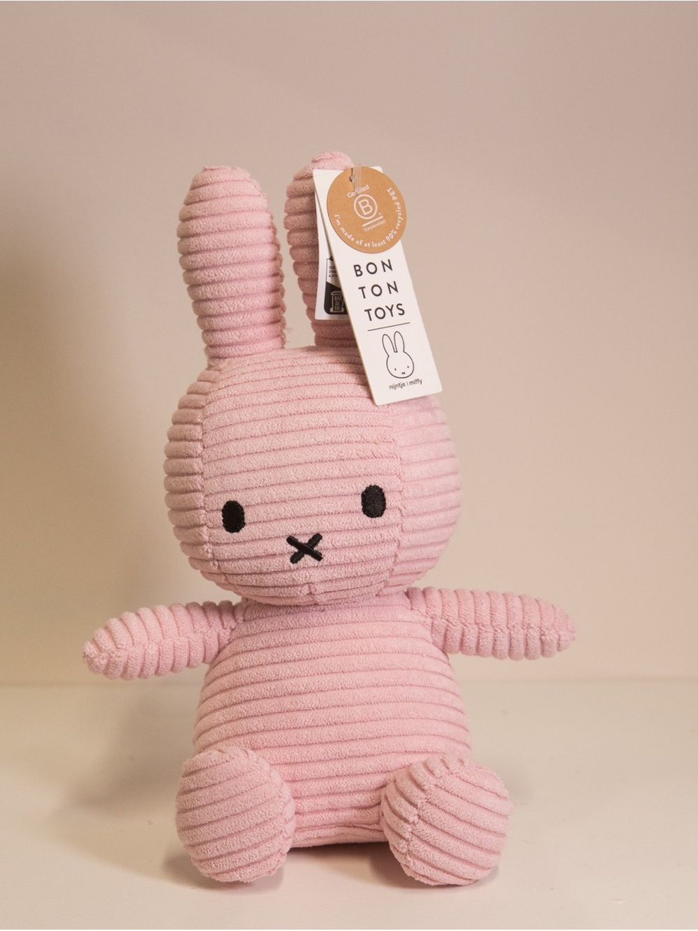 Miffy Plush in Corduroy Bon Ton Toys 7” Pink NWT